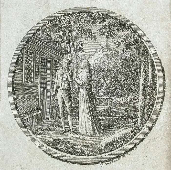 Framed Print : Title Page and Vignette for La Fontaine's Klara Du Plessis, 1794. Creator: Daniel Nikolaus Chodowiecki Framed Print : Title Page and Vignette for La Fontaine's Klara Du Plessis, 1794. Creator: Daniel Nikolaus Chodowiecki