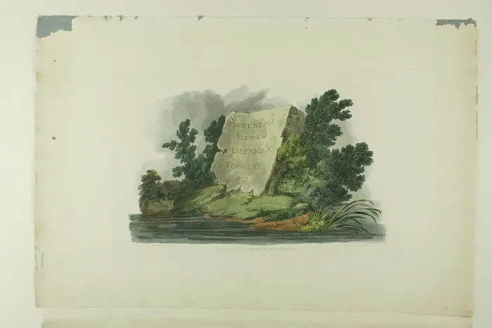 Framed Print : Title Page, Vignette, and plate one of the first number of Picturesque Views of Americ... 1819 / 21. Creator: John Hill