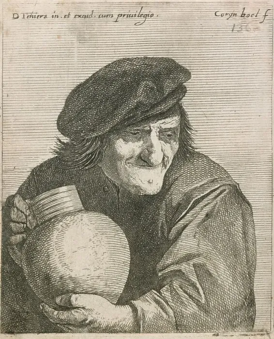 Framed Print : No title. (Peasant holding jar.), 1635-1668. Creator: Quirin Boel Framed Print : No title. (Peasant holding jar.), 1635-1668. Creator: Quirin Boel