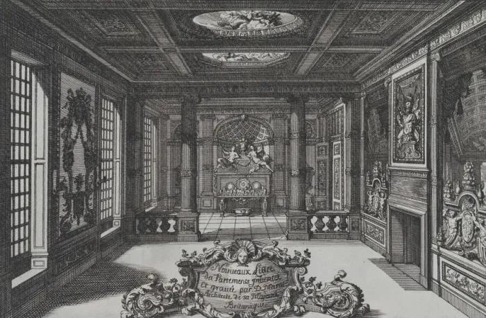 Framed Print : Title Plate with a Cartouche Set in a Lavish Interior, from Nouveaux Liu Framed Print : Title Plate with a Cartouche Set in a Lavish Interior, from Nouveaux Liu