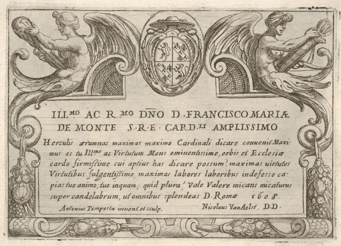 Framed Print : Title plate for the series The Labors of Hercules with the arms of Cardinal Francesco Framed Print : Title plate for the series The Labors of Hercules with the arms of Cardinal Francesco