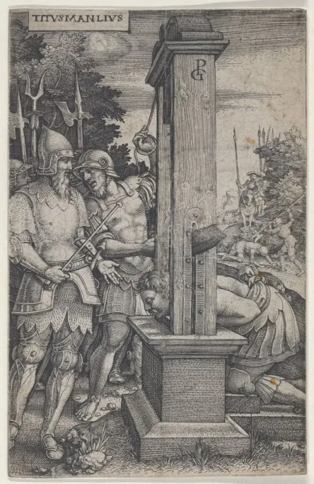 Framed Print : Titus Manlius, from Roman Heroes, 1535. Creator: Georg Pencz Framed Print : Titus Manlius, from Roman Heroes, 1535. Creator: Georg Pencz