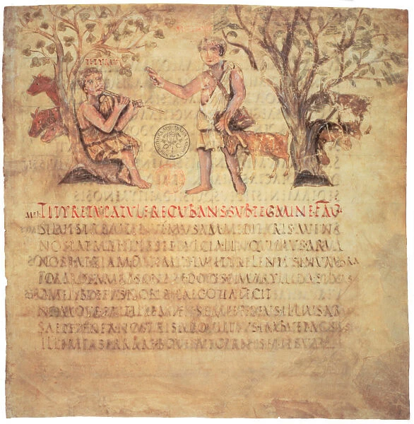 Tityrus playing the pipes, 5th century