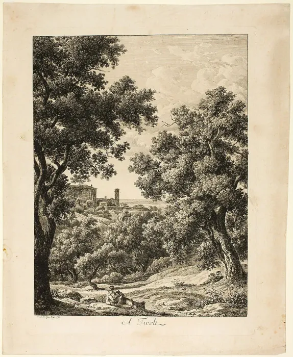 Framed Print : A Tivoli, from Malerisch Radierte Prospekte aus Italien, 1794. Creator: Johann Christian Reinhart Framed Print : A Tivoli, from Malerisch Radierte Prospekte aus Italien, 1794. Creator: Johann Christian Reinhart