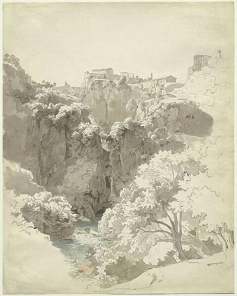 Tivoli and the Temple of the Sibyl Above the Aniene Gorge, 1824. Creator: Carl Wagner
