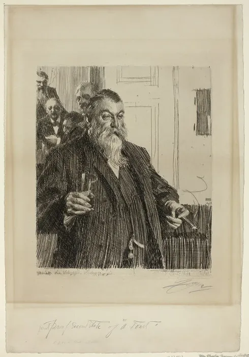 Framed Print : A Toast II, 1893. Creator: Anders Leonard Zorn Framed Print : A Toast II, 1893. Creator: Anders Leonard Zorn