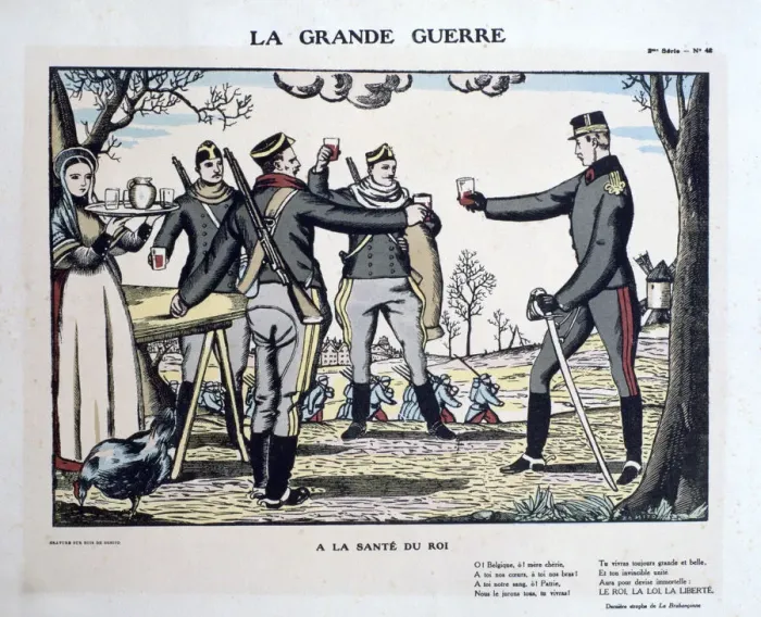 Framed Print : Toasting the Health of the king, the Belgian army, World War I, 1914-1918. Artist: Benito Framed Print : Toasting the Health of the king, the Belgian army, World War I, 1914-1918. Artist: Benito