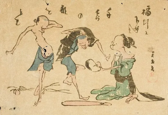 Framed Print : Toba-e: Fukubiki subject, c1810s. Creator: Ikeda Eisen Framed Print : Toba-e: Fukubiki subject, c1810s. Creator: Ikeda Eisen