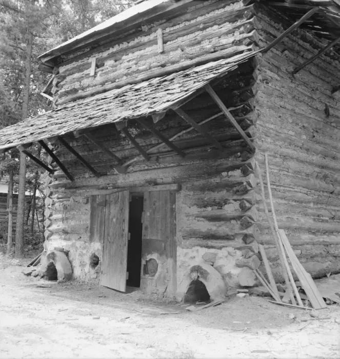 Framed Print : Tobacco barn with newly plastered furnace... Person County, North Carolina, 1939. Creator: Dorothea Lange Framed Print : Tobacco barn with newly plastered furnace... Person County, North Carolina, 1939. Creator: Dorothea Lange