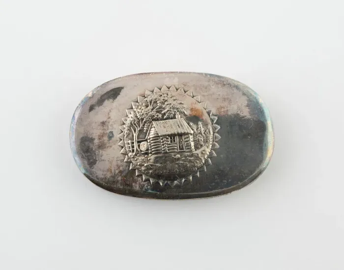 Framed Print : Tobacco Box with Log Cabin (Symbolic of William Henry Harrison Campaign), Birmingham, c Framed Print : Tobacco Box with Log Cabin (Symbolic of William Henry Harrison Campaign), Birmingham, c