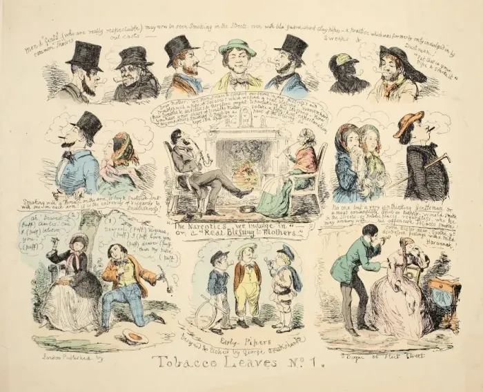 Framed Print : Tobacco Leaves No. 1, pub. 1851. Creator: George Cruikshank (1792-1878) Framed Print : Tobacco Leaves No. 1, pub. 1851. Creator: George Cruikshank (1792-1878)