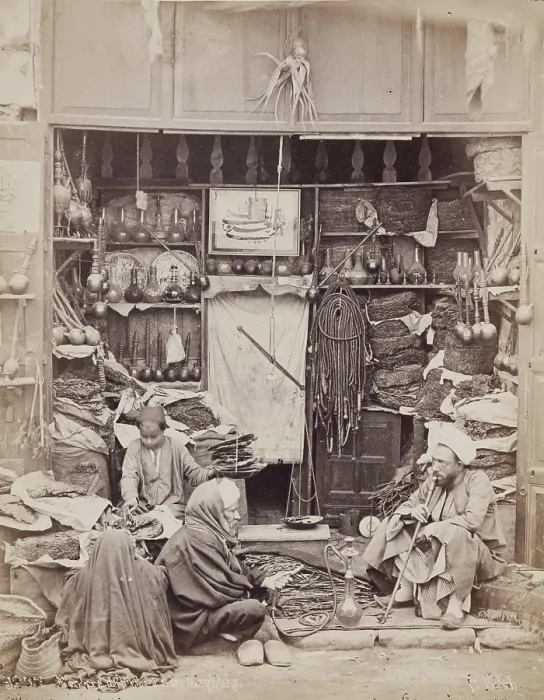 Framed Print : Tobacco and Pipe Shop, Cairo, 19th century. Creator: Pascal Sebah Framed Print : Tobacco and Pipe Shop, Cairo, 19th century. Creator: Pascal Sebah