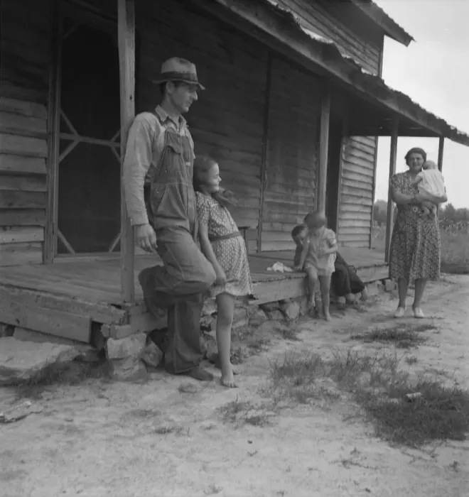 Framed Print : Tobacco sharecropper with his oldest daughter, Person County, North Carolina, 1939. Creator: Dorothea Lange Framed Print : Tobacco sharecropper with his oldest daughter, Person County, North Carolina, 1939. Creator: Dorothea Lange