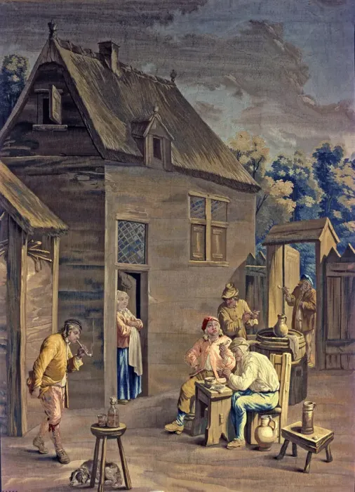 Framed Print : Tobacco smokers, tapestry by David Teniers Framed Print : Tobacco smokers, tapestry by David Teniers
