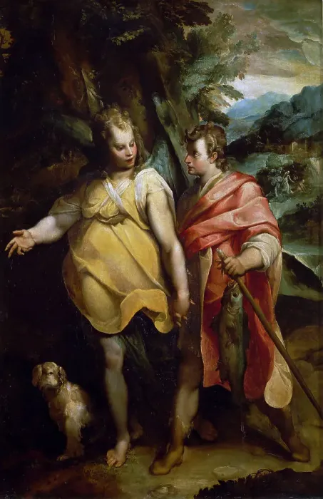 Framed Print : Tobias and the Angel, ca. 1575. Creator: Raffaellino da Reggio (1550-1578) Framed Print : Tobias and the Angel, ca. 1575. Creator: Raffaellino da Reggio (1550-1578)
