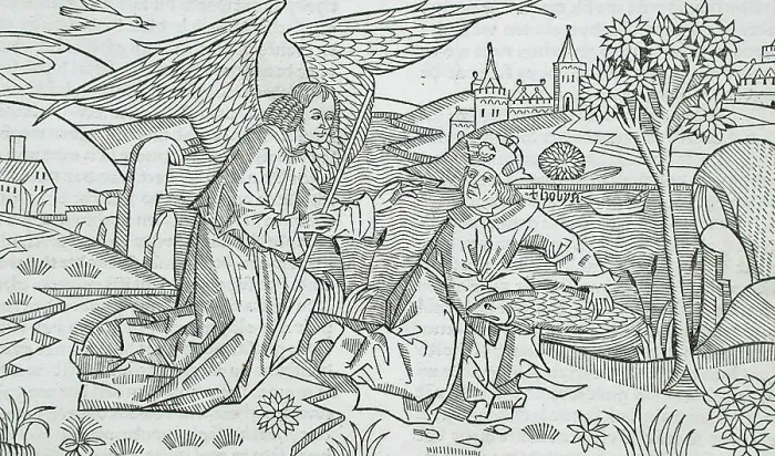 Framed Print : Tobias and the Angel, published 1483. Creator: Unknown Framed Print : Tobias and the Angel, published 1483. Creator: Unknown
