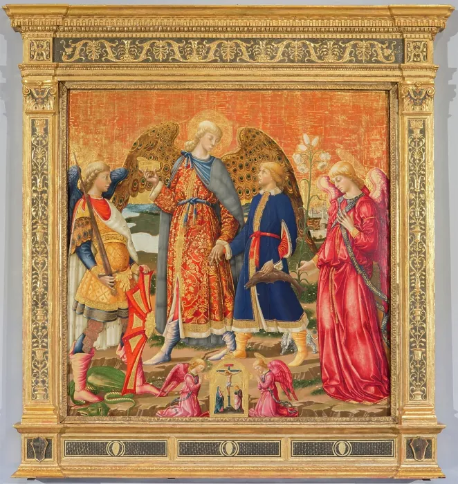 Framed Print : Tobias and Three Archangels, 1471. Creator: Neri di Bicci Framed Print : Tobias and Three Archangels, 1471. Creator: Neri di Bicci