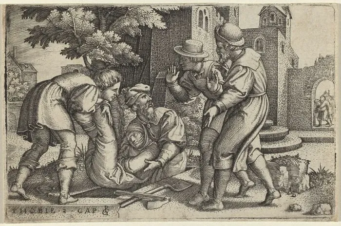 Framed Print : Tobias Burying One of the Children of Israel, 1543. Creator: Georg Pencz Framed Print : Tobias Burying One of the Children of Israel, 1543. Creator: Georg Pencz