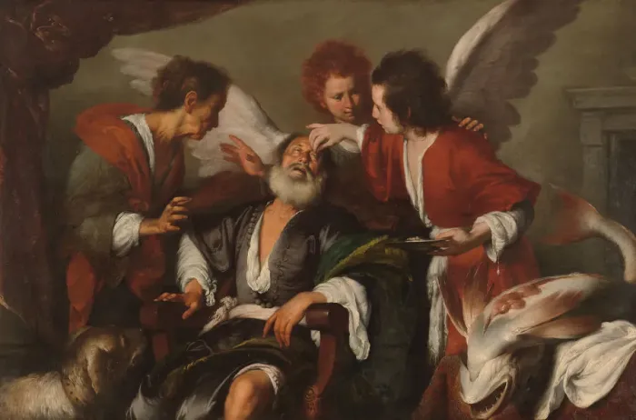 Framed Print : Tobias Curing His Fathers Blindness, 1630-35. Creator: Bernardo Strozzi Framed Print : Tobias Curing His Fathers Blindness, 1630-35. Creator: Bernardo Strozzi