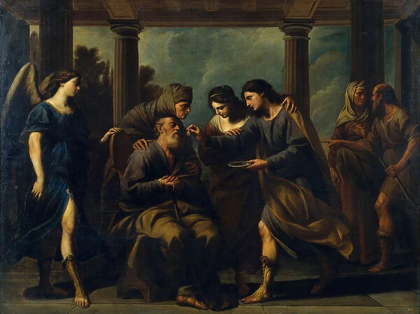 Tobias Healing His Fathers Blindness, c. 1640. Artist: Vaccaro, Andrea (1604-1670)