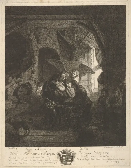 Framed Print : Tobias Returning Sight to His Father, 1755. Creator: Antoine de Marcenay Ghuy Framed Print : Tobias Returning Sight to His Father, 1755. Creator: Antoine de Marcenay Ghuy