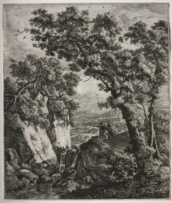 Framed Print : Tobit and the Angel. Creator: Anthonie Waterloo (Dutch, 1609  /  10-1690)