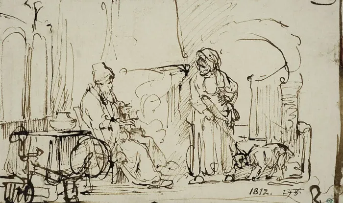 Framed Print : Tobit and Anna with the goat. Creator: Rembrandt Harmensz van Rijn Framed Print : Tobit and Anna with the goat. Creator: Rembrandt Harmensz van Rijn