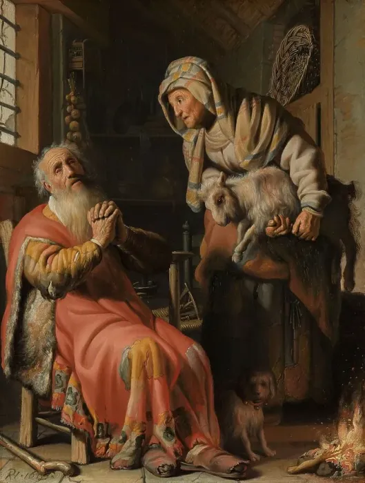 Framed Print : Tobit and Anna with the Kid, 1626. Creator: Rembrandt Harmensz van Rijn Framed Print : Tobit and Anna with the Kid, 1626. Creator: Rembrandt Harmensz van Rijn
