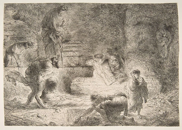 Tobit burying the Dead, ca. 1647-51. Creator: Giovanni Benedetto Castiglione