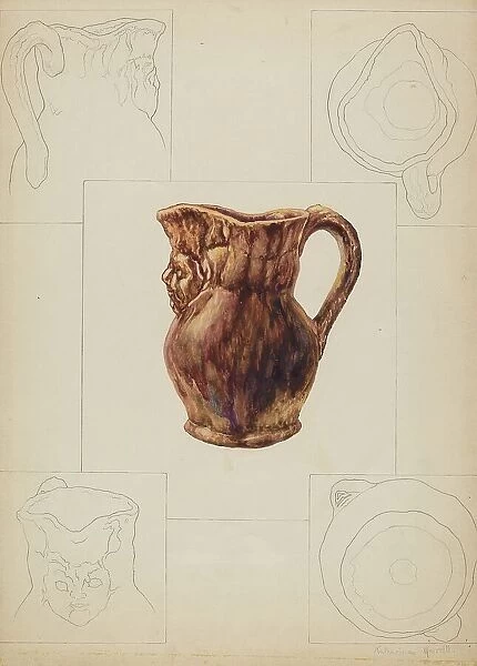 Toby Pottery Jug, c. 1938. Creator: Katharine Merrill