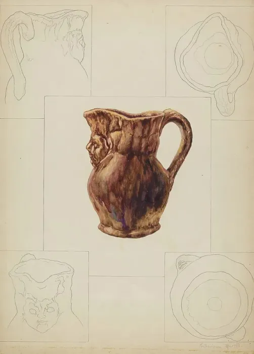 Framed Print : Toby Pottery Jug, c. 1938. Creator: Katharine Merrill Framed Print : Toby Pottery Jug, c. 1938. Creator: Katharine Merrill