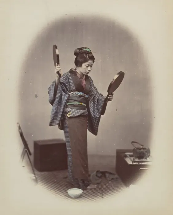 Framed Print : At Her Toilet, 1868. Creator: Felice Beato Framed Print : At Her Toilet, 1868. Creator: Felice Beato