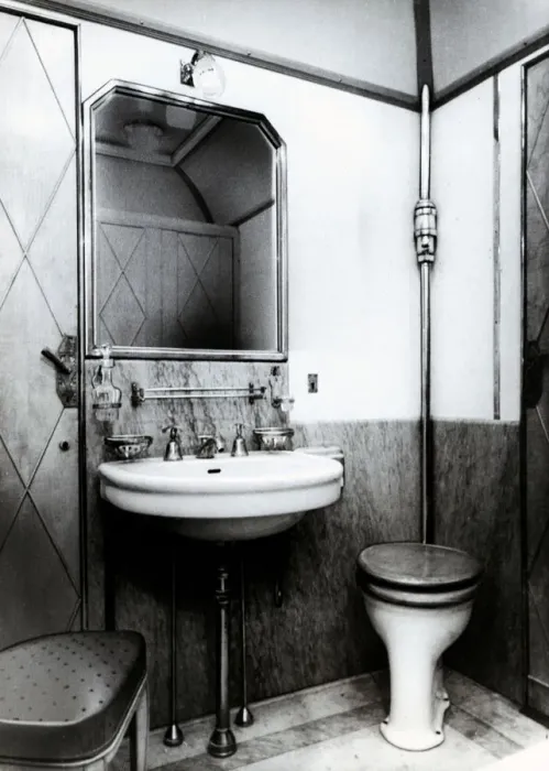 Framed Print : Toilet cabin in an Italian wagon train, 1950 Framed Print : Toilet cabin in an Italian wagon train, 1950
