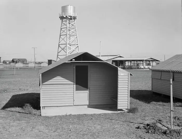 Framed Print : Toilet facilities at Westley camp, California, 1939. Creator: Dorothea Lange