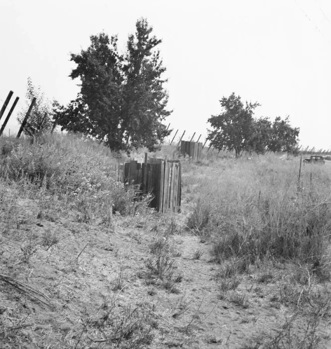 Framed Print : Toilets provided for hop pickers in growers camp, near Grants Pass, Oregon, 1939. Creator: Dorothea Lange Framed Print : Toilets provided for hop pickers in growers camp, near Grants Pass, Oregon, 1939. Creator: Dorothea Lange