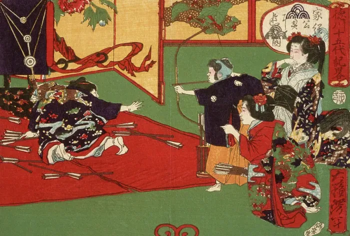 Framed Print : Tokugawa Ietsuga Playing at Archery, 1875. Creator: Tsukioka Yoshitoshi Framed Print : Tokugawa Ietsuga Playing at Archery, 1875. Creator: Tsukioka Yoshitoshi
