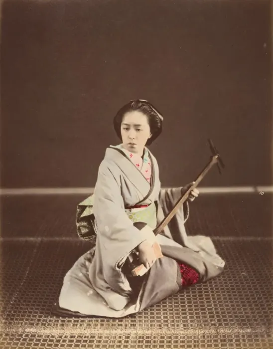 Framed Print : [Tokyo Geisha with Shamisen], 1870s. Creator: Unknown