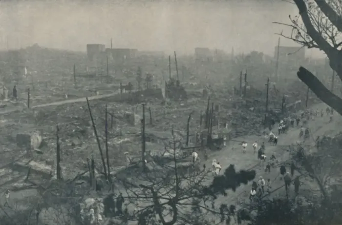 Framed Print : Tokyos Smouldering Plain of Wreckage and Ashes, c1935