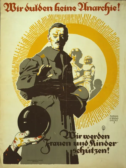 Framed Print : We Will not Tolerate Anarchy!, 1919. Creator: Suchodolski; Siegmund von (1875-1935) Framed Print : We Will not Tolerate Anarchy!, 1919. Creator: Suchodolski; Siegmund von (1875-1935)