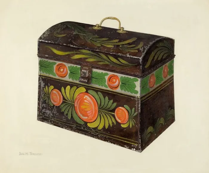 Framed Print : Toleware Box, 1935 / 1942. Creator: John H. Tercuzzi Framed Print : Toleware Box, 1935 / 1942. Creator: John H. Tercuzzi