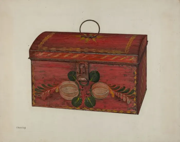 Framed Print : Toleware Box, c. 1940. Creator: Charles Henning Framed Print : Toleware Box, c. 1940. Creator: Charles Henning