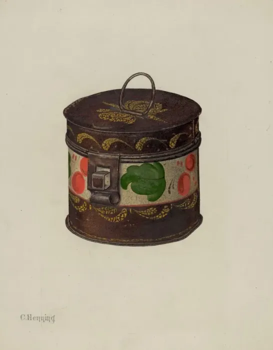 Framed Print : Toleware Box, c. 1941. Creator: Charles Henning Framed Print : Toleware Box, c. 1941. Creator: Charles Henning