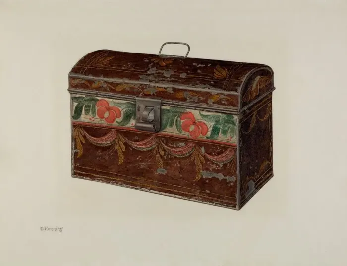 Framed Print : Toleware Box, c. 1941. Creator: Charles Henning Framed Print : Toleware Box, c. 1941. Creator: Charles Henning