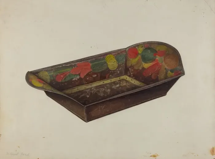 Framed Print : Toleware Bread Tray, 1935 / 1942. Creator: Mildred Ford Framed Print : Toleware Bread Tray, 1935 / 1942. Creator: Mildred Ford