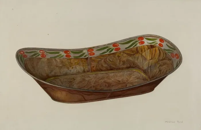 Framed Print : Toleware Bread Tray, c. 1941. Creator: Mildred Ford Framed Print : Toleware Bread Tray, c. 1941. Creator: Mildred Ford