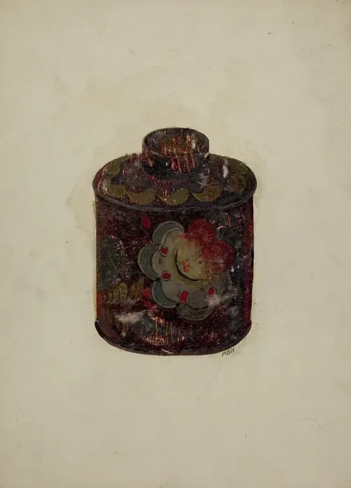 Framed Print : Toleware Canister, 1935 / 1942. Creator: Myra Newswanger Framed Print : Toleware Canister, 1935 / 1942. Creator: Myra Newswanger