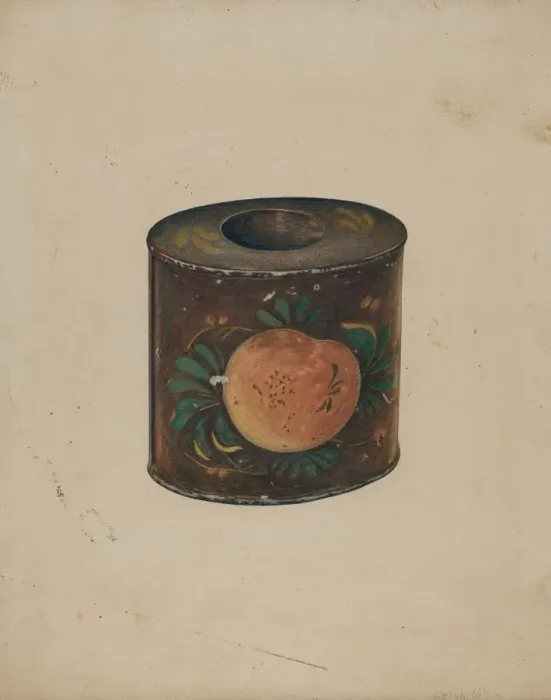 Framed Print : Toleware Canister, c. 1941. Creator: Lelah Nelson Framed Print : Toleware Canister, c. 1941. Creator: Lelah Nelson