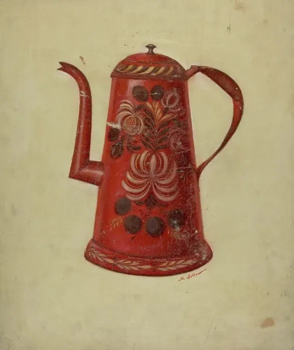 Framed Print : Toleware Coffee Pot, c. 1936. Creator: Max Soltmann Framed Print : Toleware Coffee Pot, c. 1936. Creator: Max Soltmann