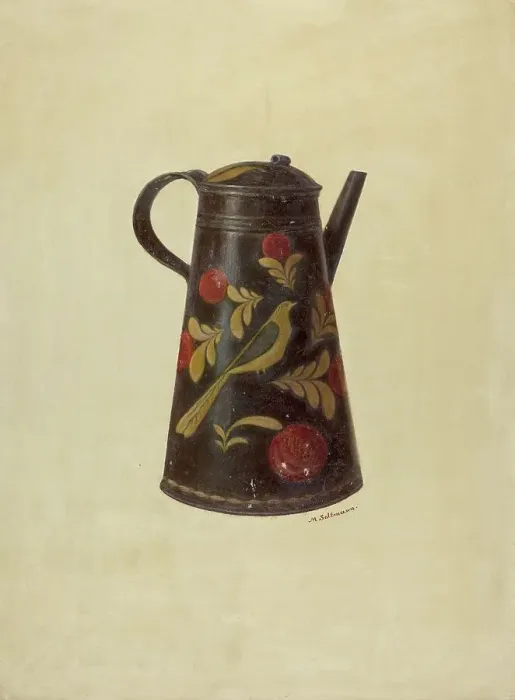 Framed Print : Toleware Coffee Pot, c. 1937. Creator: Max Soltmann Framed Print : Toleware Coffee Pot, c. 1937. Creator: Max Soltmann