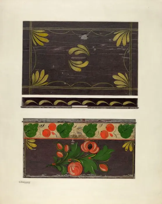 Framed Print : Toleware Document Box, c. 1942. Creator: Charles Henning Framed Print : Toleware Document Box, c. 1942. Creator: Charles Henning